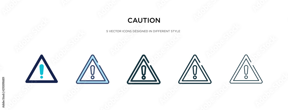Aufkleber caution icon in different style vector illustration. two colored and black caution vector icons desi