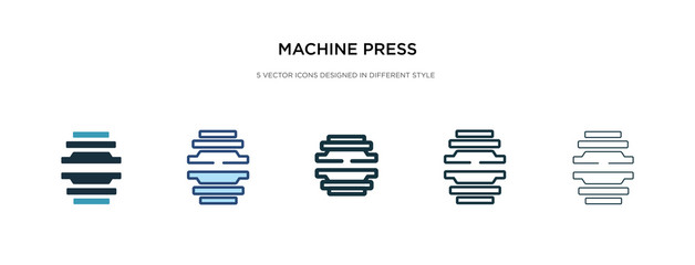 machine press icon in different style vector illustration. two colored and black machine press vector icons designed in filled, outline, line and stroke style can be used for web, mobile, ui