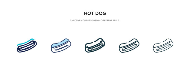 hot dog icon in different style vector illustration. two colored and black hot dog vector icons designed in filled, outline, line and stroke style can be used for web, mobile, ui