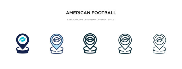 american football placeholder icon in different style vector illustration. two colored and black american football placeholder vector icons designed in filled, outline, line and stroke style can be