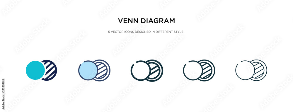 Aufkleber venn diagram icon in different style vector illustration. two colored and black venn diagram vector 