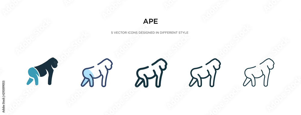 Poster ape icon in different style vector illustration. two colored and black ape vector icons designed in 