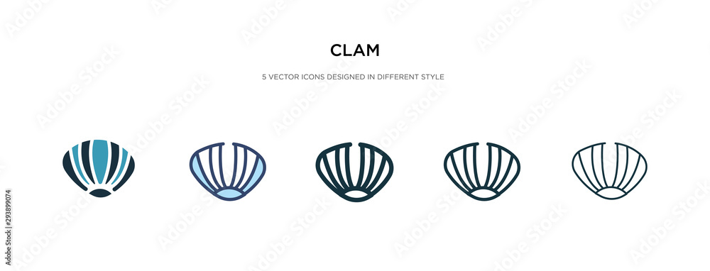 Poster clam icon in different style vector illustration. two colored and black clam vector icons designed i
