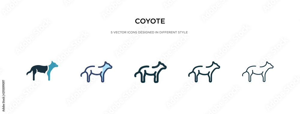 Poster coyote icon in different style vector illustration. two colored and black coyote vector icons design