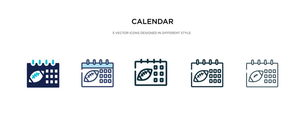 calendar icon in different style vector illustration. two colored and black calendar vector icons designed in filled, outline, line and stroke style can be used for web, mobile, ui