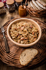 Bigos - stewed cabbage with meat,dried mushrooms and smoked sausage.