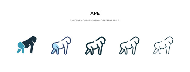ape icon in different style vector illustration. two colored and black ape vector icons designed in filled, outline, line and stroke style can be used for web, mobile, ui © zaurrahimov