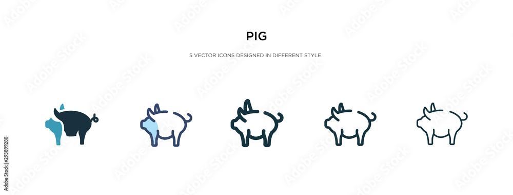 Poster pig icon in different style vector illustration. two colored and black pig vector icons designed in 