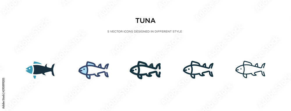 Poster tuna icon in different style vector illustration. two colored and black tuna vector icons designed i
