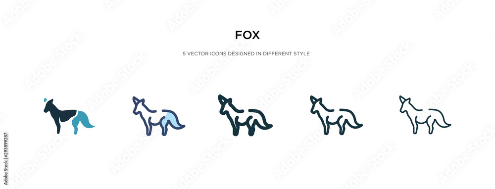 Poster fox icon in different style vector illustration. two colored and black fox vector icons designed in 