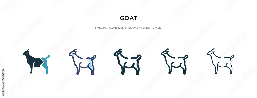 Poster goat icon in different style vector illustration. two colored and black goat vector icons designed i