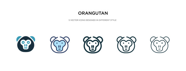 orangutan icon in different style vector illustration. two colored and black orangutan vector icons designed in filled, outline, line and stroke style can be used for web, mobile, ui © zaurrahimov