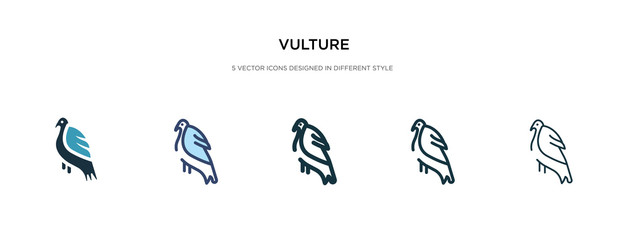 Fototapeta premium vulture icon in different style vector illustration. two colored and black vulture vector icons designed in filled, outline, line and stroke style can be used for web, mobile, ui
