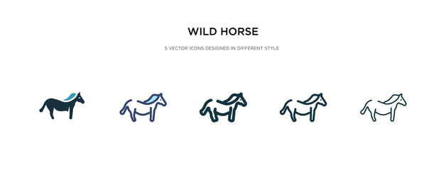 wild horse icon in different style vector illustration. two colored and black wild horse vector icons designed in filled, outline, line and stroke style can be used for web, mobile, ui