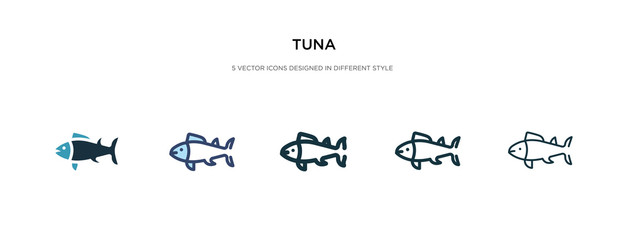 tuna icon in different style vector illustration. two colored and black tuna vector icons designed in filled, outline, line and stroke style can be used for web, mobile, ui