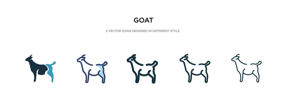 goat icon in different style vector illustration. two colored and black goat vector icons designed in filled, outline, line and stroke style can be used for web, mobile, ui