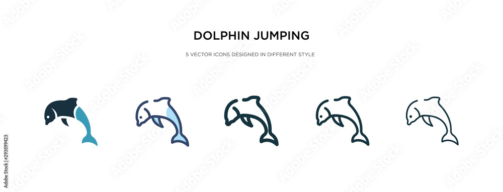 Poster dolphin jumping icon in different style vector illustration. two colored and black dolphin jumping v