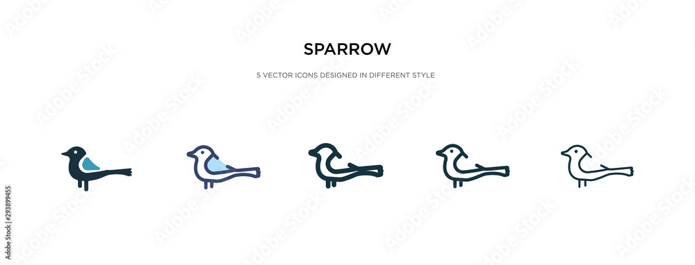 Poster sparrow icon in different style vector illustration. two colored and black sparrow vector icons desi