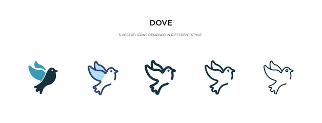 dove icon in different style vector illustration. two colored and black dove vector icons designed in filled, outline, line and stroke style can be used for web, mobile, ui