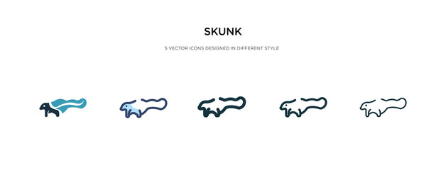 skunk icon in different style vector illustration. two colored and black skunk vector icons designed in filled, outline, line and stroke style can be used for web, mobile, ui