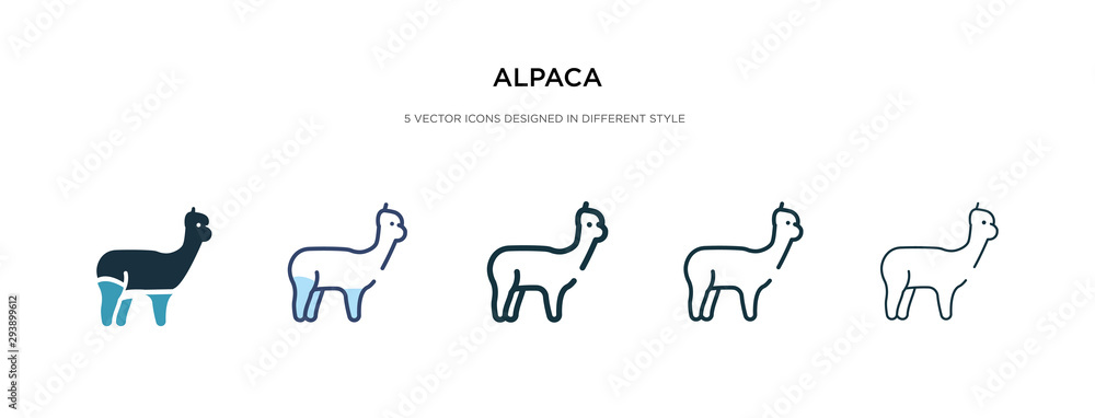 Poster alpaca icon in different style vector illustration. two colored and black alpaca vector icons design