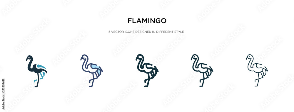 Poster flamingo icon in different style vector illustration. two colored and black flamingo vector icons de