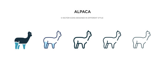 alpaca icon in different style vector illustration. two colored and black alpaca vector icons designed in filled, outline, line and stroke style can be used for web, mobile, ui - obrazy, fototapety, plakaty
