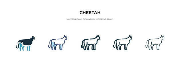 cheetah icon in different style vector illustration. two colored and black cheetah vector icons designed in filled, outline, line and stroke style can be used for web, mobile, ui