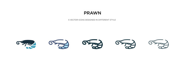 prawn icon in different style vector illustration. two colored and black prawn vector icons designed in filled, outline, line and stroke style can be used for web, mobile, ui