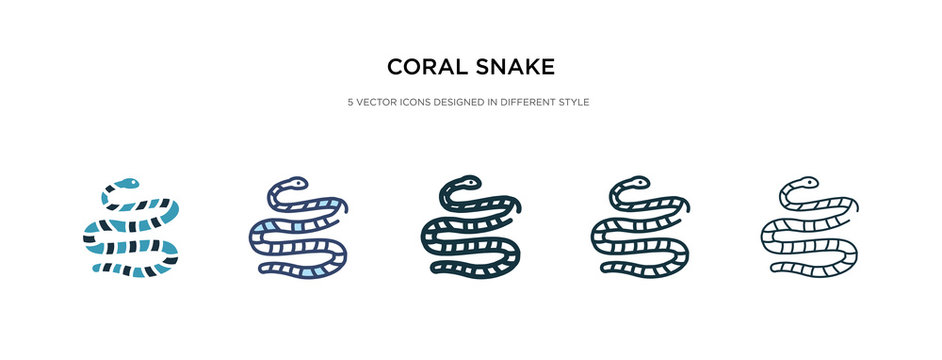 coral snake icon in different style vector illustration. two colored and black coral snake vector icons designed in filled, outline, line and stroke style can be used for web, mobile, ui
