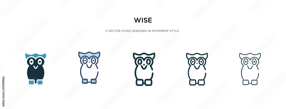 Poster wise icon in different style vector illustration. two colored and black wise vector icons designed i