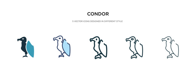 condor icon in different style vector illustration. two colored and black condor vector icons designed in filled, outline, line and stroke style can be used for web, mobile, ui