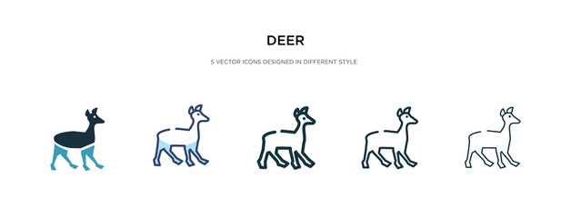 deer icon in different style vector illustration. two colored and black deer vector icons designed in filled, outline, line and stroke style can be used for web, mobile, ui
