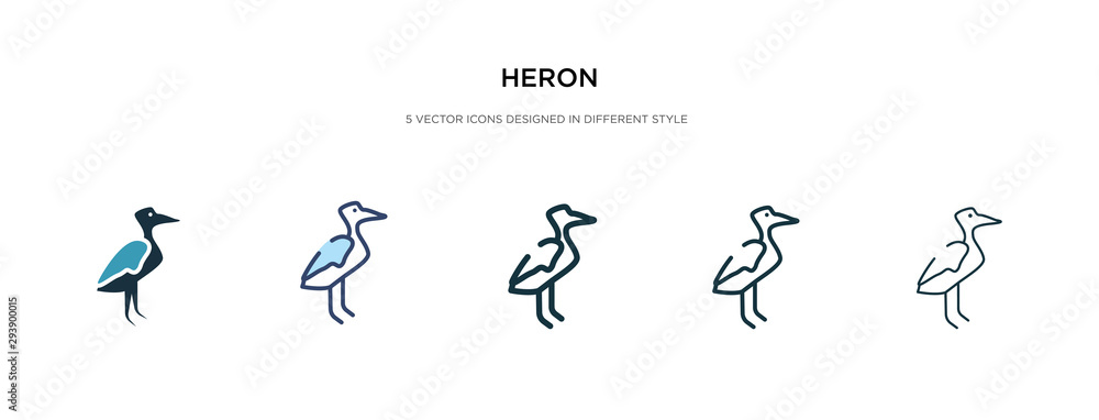 Poster heron icon in different style vector illustration. two colored and black heron vector icons designed