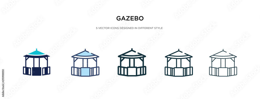 Poster gazebo icon in different style vector illustration. two colored and black gazebo vector icons design