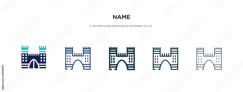Poster name icon in different style vector illustration. two colored and black name vector icons designed i