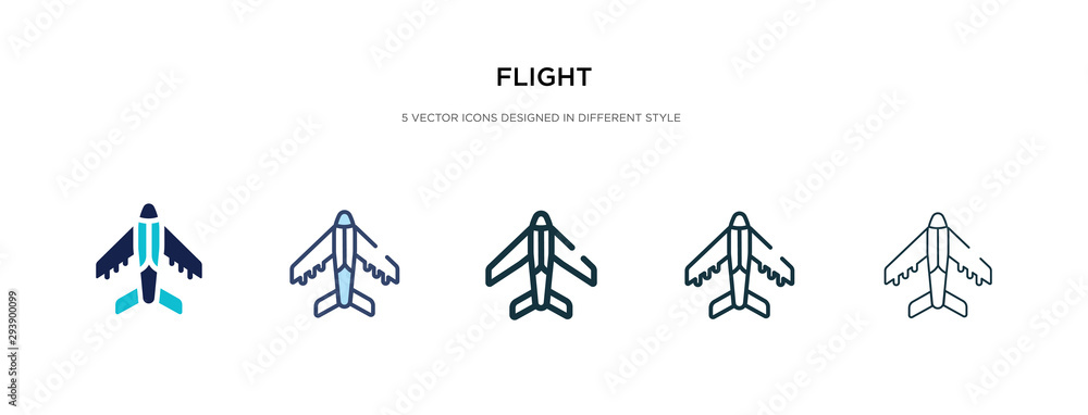 Poster flight icon in different style vector illustration. two colored and black flight vector icons design