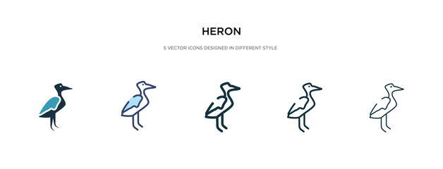 Fototapeta premium heron icon in different style vector illustration. two colored and black heron vector icons designed in filled, outline, line and stroke style can be used for web, mobile, ui