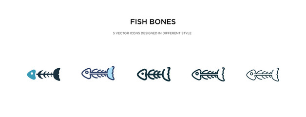 fish bones icon in different style vector illustration. two colored and black fish bones vector icons designed in filled, outline, line and stroke style can be used for web, mobile, ui