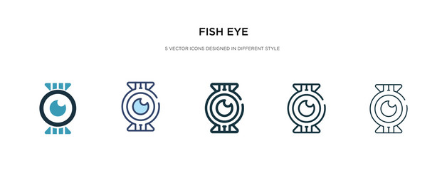 fish eye icon in different style vector illustration. two colored and black fish eye vector icons designed in filled, outline, line and stroke style can be used for web, mobile, ui