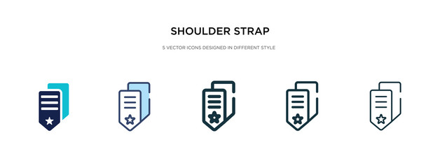 shoulder strap icon in different style vector illustration. two colored and black shoulder strap vector icons designed in filled, outline, line and stroke style can be used for web, mobile, ui