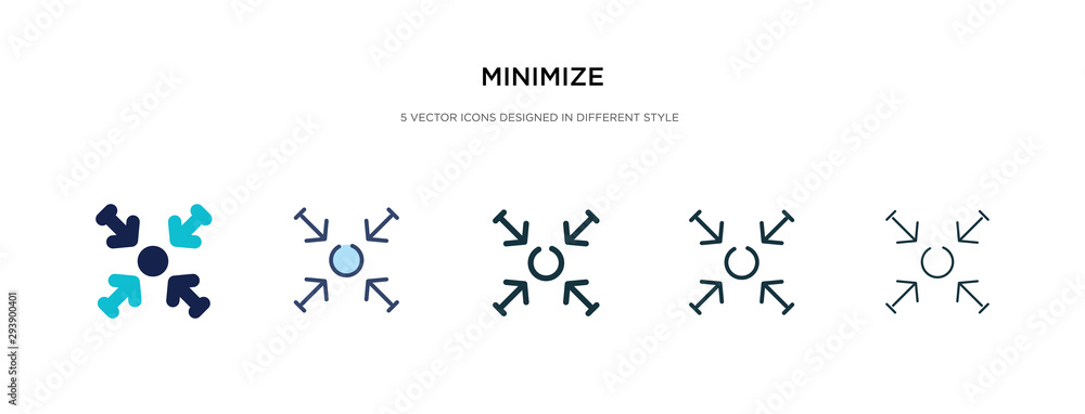 Poster minimize icon in different style vector illustration. two colored and black minimize vector icons de