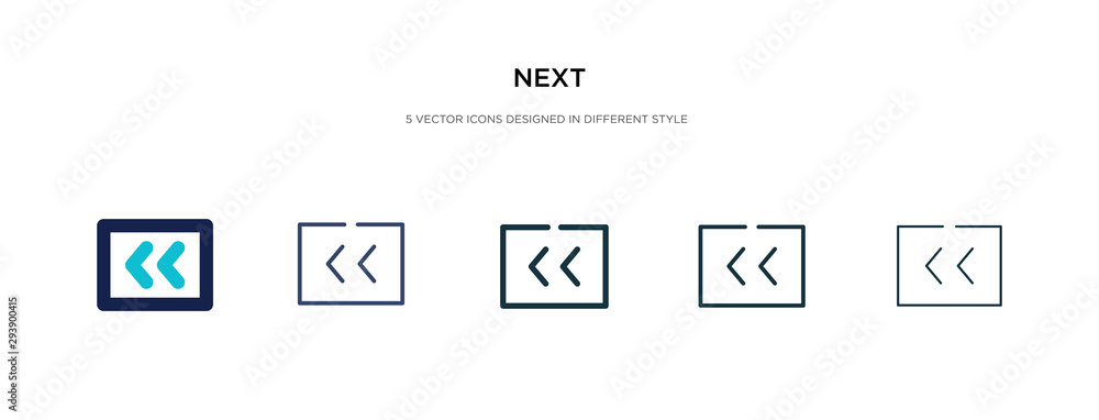 Poster next icon in different style vector illustration. two colored and black next vector icons designed i