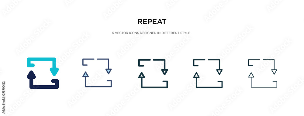 Poster repeat icon in different style vector illustration. two colored and black repeat vector icons design