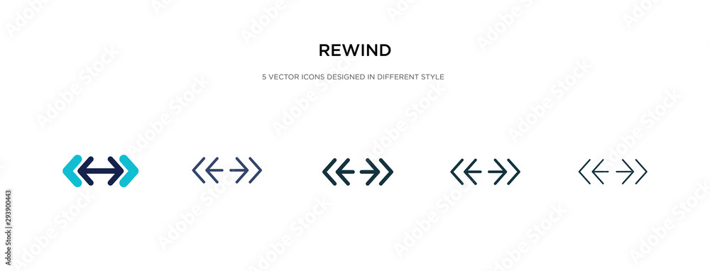 Poster rewind icon in different style vector illustration. two colored and black rewind vector icons design