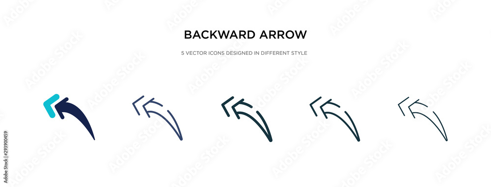 Poster backward arrow icon in different style vector illustration. two colored and black backward arrow vec