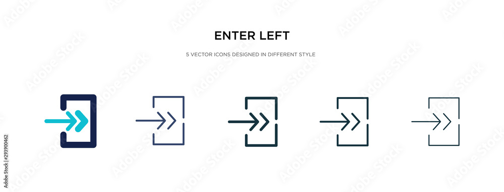 Poster enter left icon in different style vector illustration. two colored and black enter left vector icon