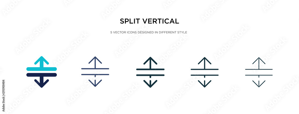 Poster split vertical icon in different style vector illustration. two colored and black split vertical vec
