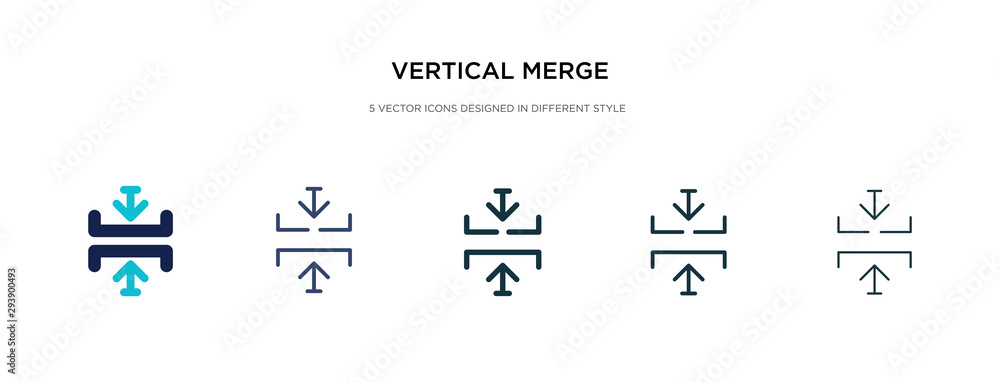 Poster vertical merge icon in different style vector illustration. two colored and black vertical merge vec