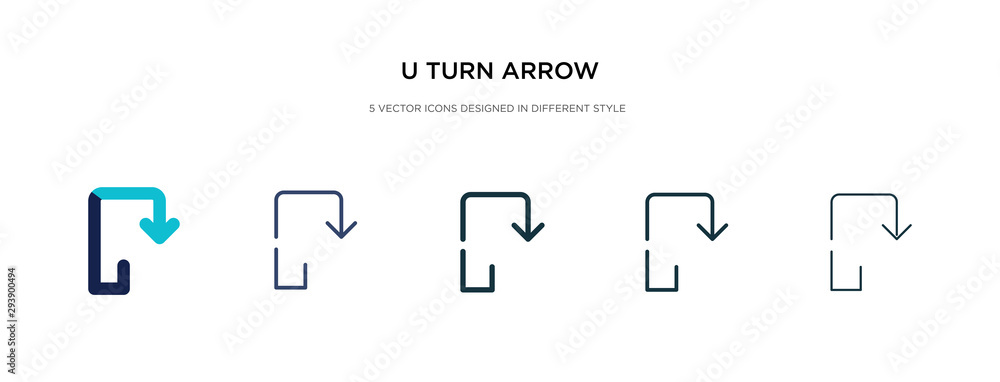 Poster u turn arrow icon in different style vector illustration. two colored and black u turn arrow vector 